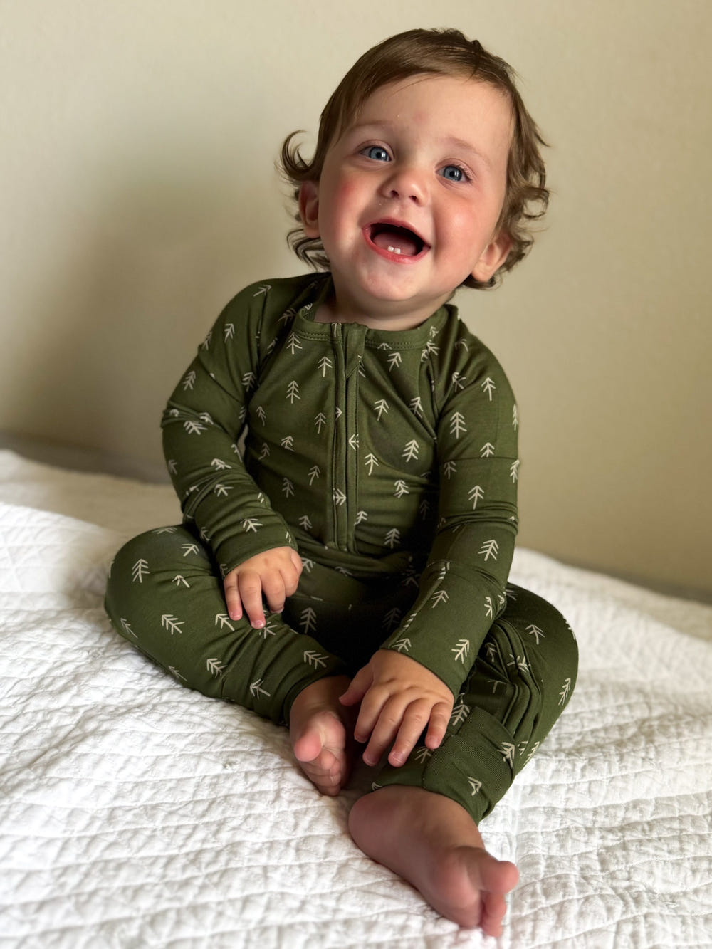 Christmas Tree Bamboo Zippy Pajamas for babies - cozy, festive footies for holiday comfort.