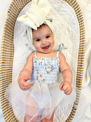 Cosette - Smocked Tulle Bodysuit Dress