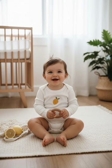 Lemon Patterned Long Sleeve Bodysuit