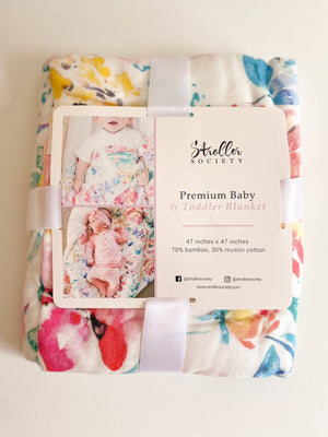 Premium Toddler and Baby Blanket - Bamboo and Cotton - Flora