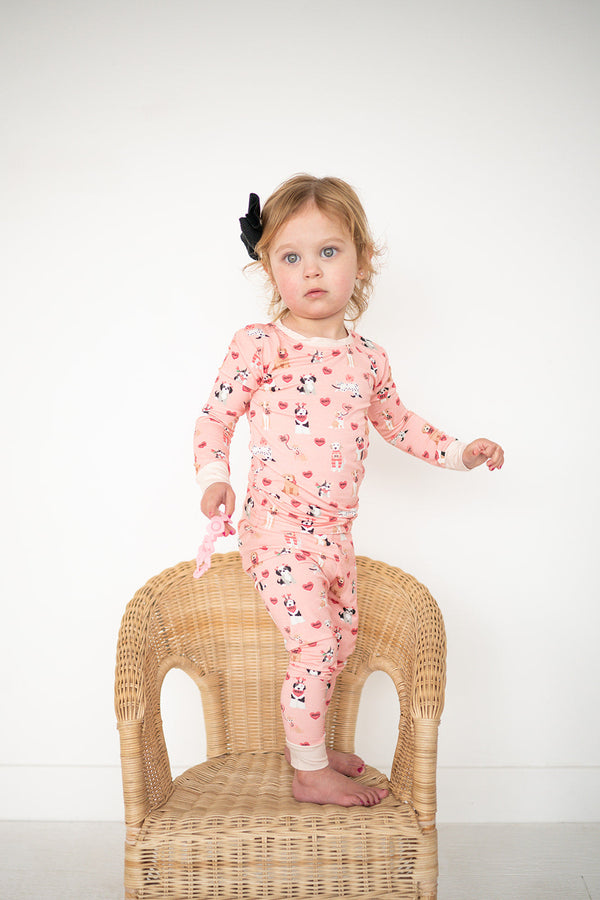 Pups & Kisses (Long Sleeve PJ) - Pink