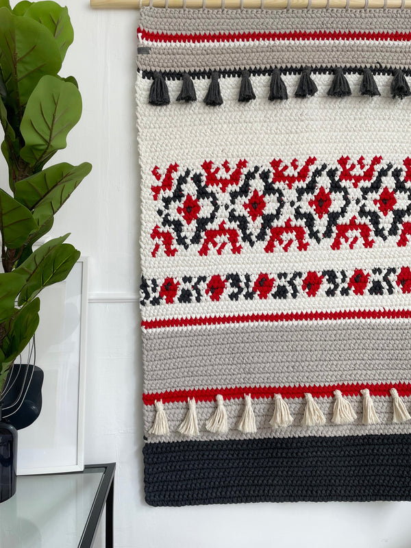 Crocheted Wall Art in Ukrainian Vyshyvanka Style