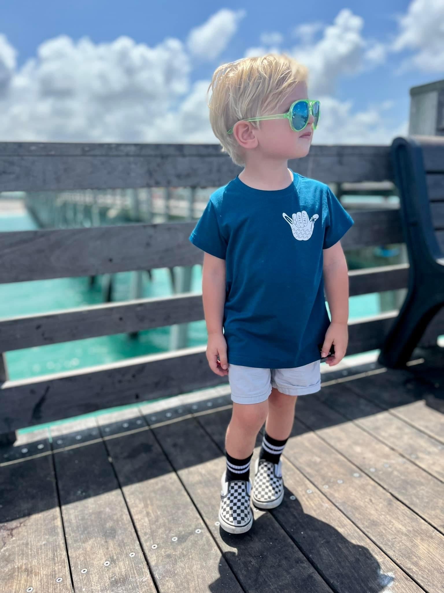 Salty Sea T-Shirt for babies, featuring a playful ocean theme, perfect for summer outings and casual wear.