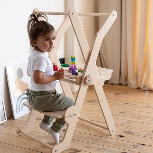 Foldable Kitchen Tower for babies, showcasing angle 2 view, perfect for safe kitchen access and learning.
