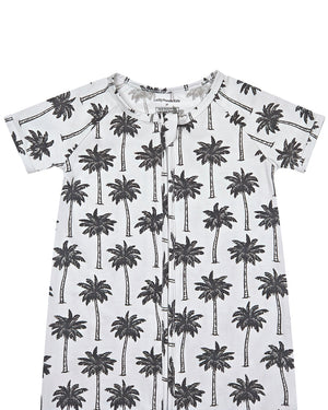 Bamboo Shorty Romper  | Palm Style White