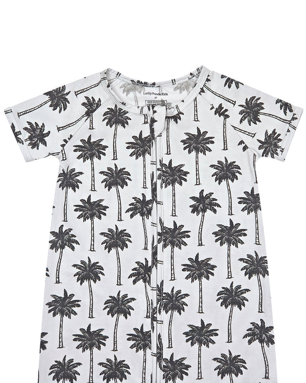 Bamboo Shorty Romper  | Palm Style White