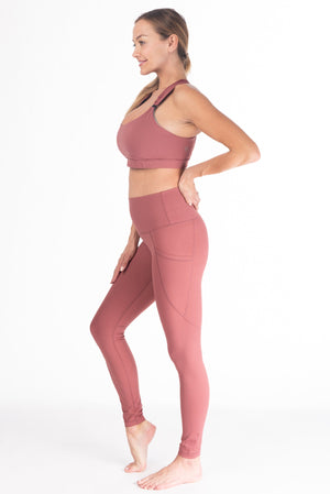 Laser Cut Tummy Control Postpartum Legging (Dusty Rose)
