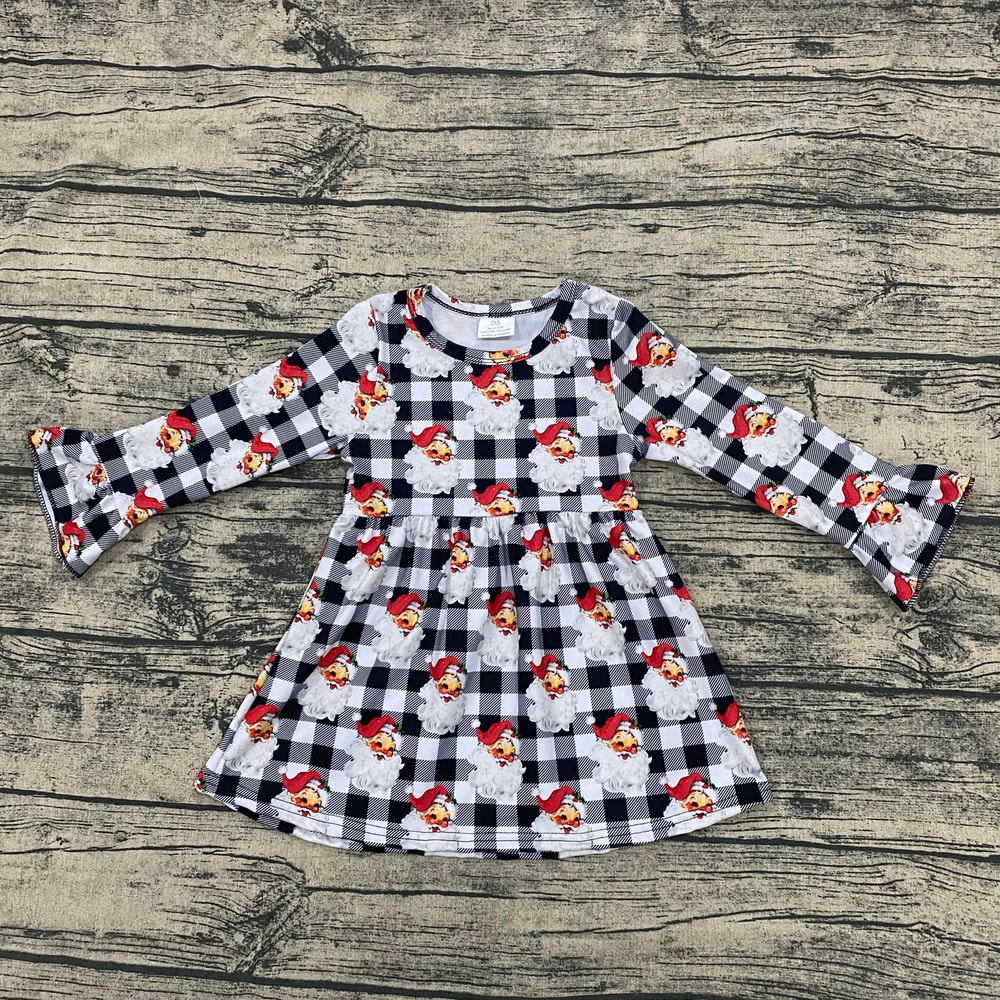 Checkered santa bell sleeve dress