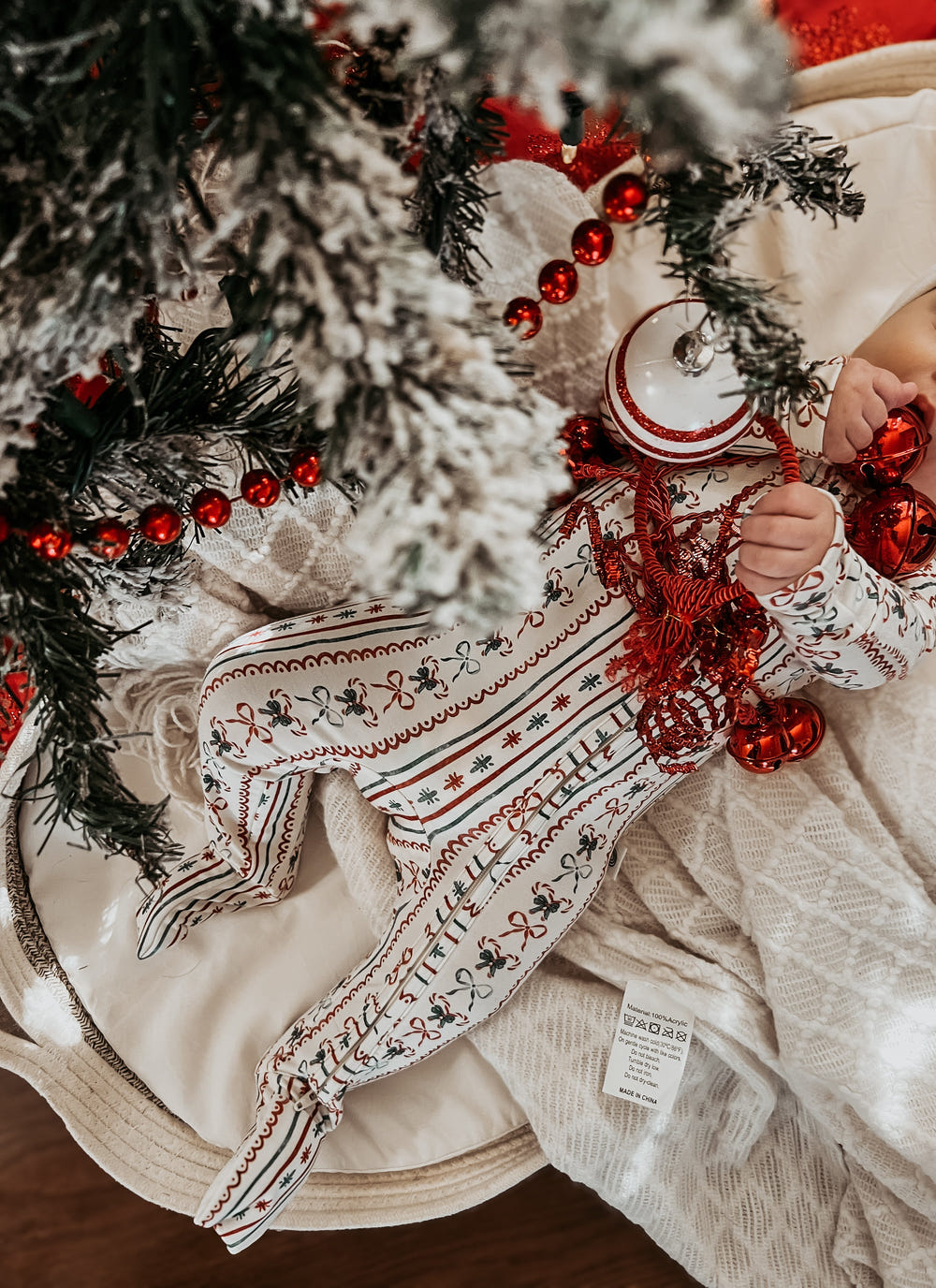 Candy Cane Lane Bamboo Christmas Pajamas - Zippy for babies, featuring festive candy cane design in soft bamboo fabric.