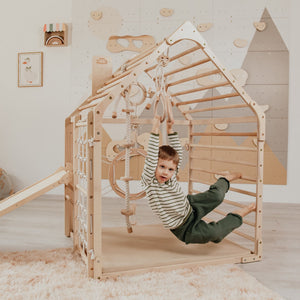 Wood and Hearts Wooden Toddler Climbing Playhouse, Ages 1–6