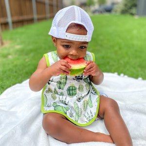 Desert Cactus Bapron for babies, stylish and functional, shown at angle 14. Perfect for mealtime messes!