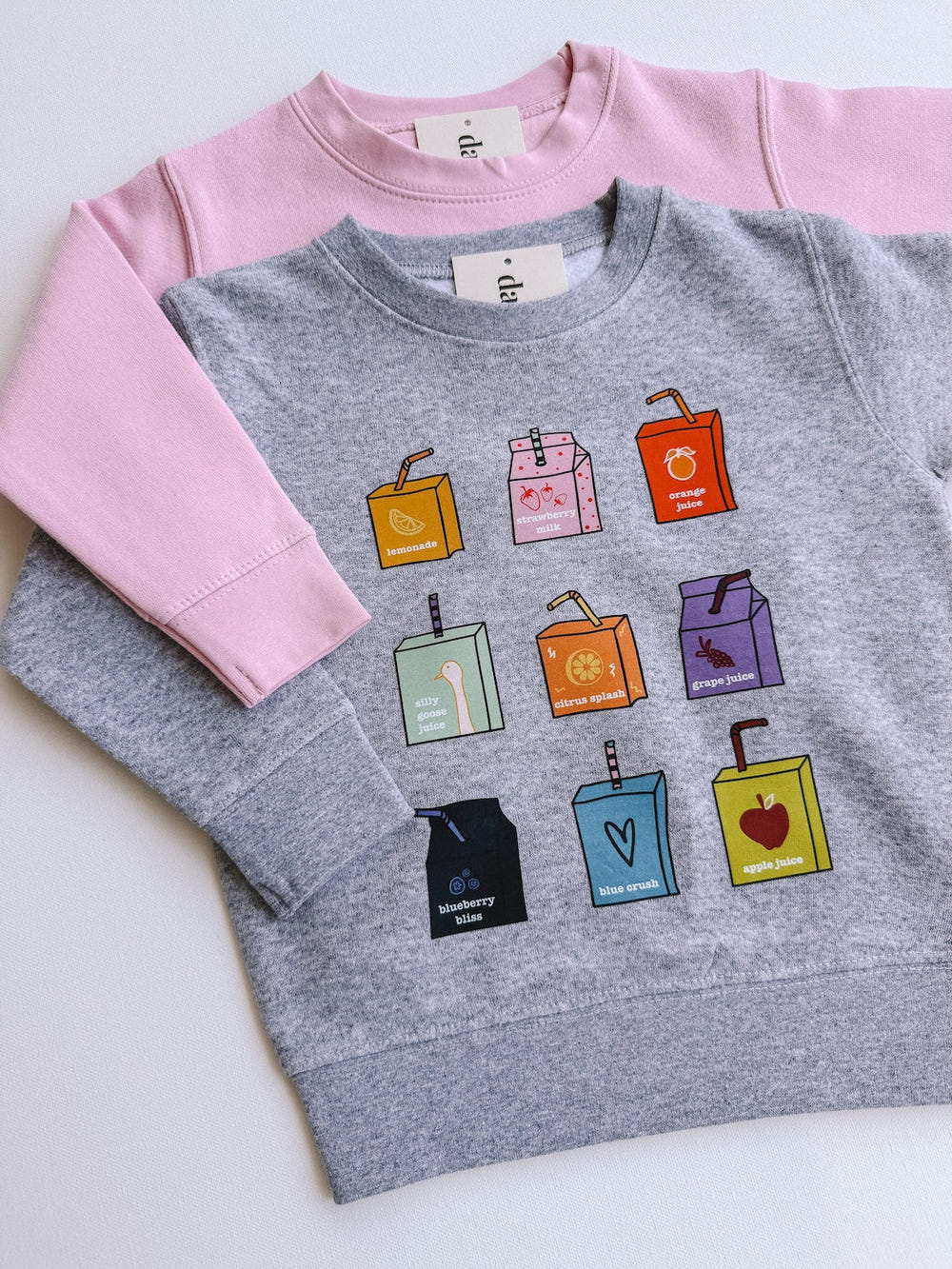Juice box crewneck for babies, stylish and comfy top perfect for everyday wear.