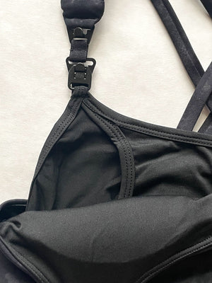 Chloe 4 Running Nursing & Pumping Sports Bra (Metallic Snake Noir)