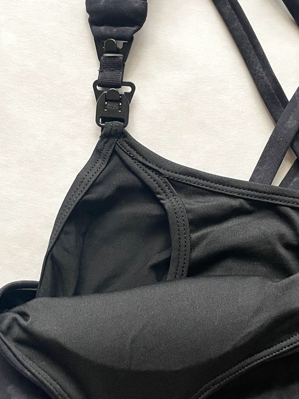 Chloe 4 Running Nursing & Pumping Sports Bra (Metallic Snake Noir)