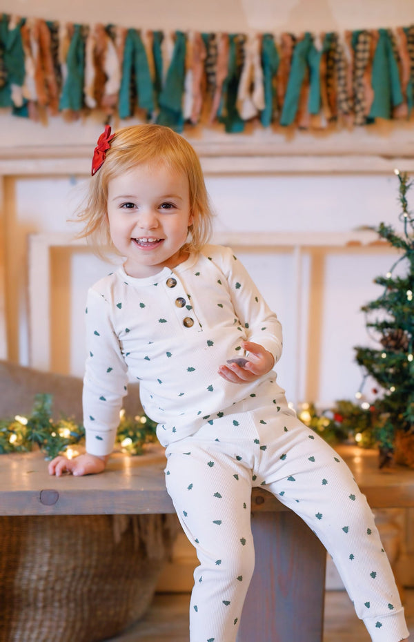 Tiny Trees Ribbed Bamboo 2pc Henley Pajamas