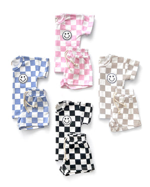 Checkered Shorts Set | Blue - MOOGCO Baby