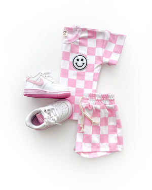 Checkered Shorts Set | Pink - MOOGCO Baby