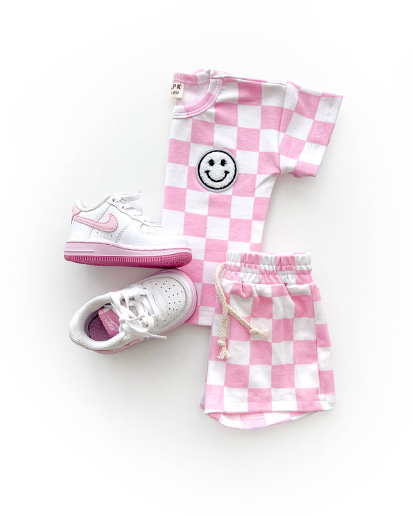 Checkered Shorts Set | Pink - MOOGCO Baby