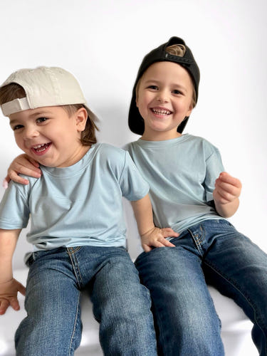 Dusty blue Everyday Tee for babies, perfect for casual wear and comfort.