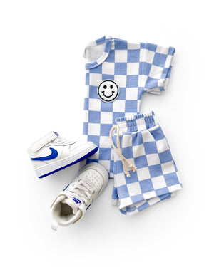 Checkered Shorts Set | Blue - MOOGCO Baby
