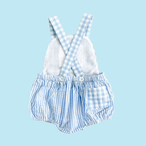 Smocked Blue First Birthday Bubble - MOOGCO Baby