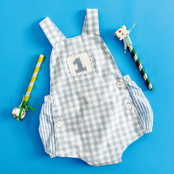 Smocked Blue First Birthday Bubble - MOOGCO Baby