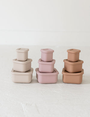 Silicone Bento Box Set of 3 for food storage and on-the-go meals, perfect for babies and toddlers.