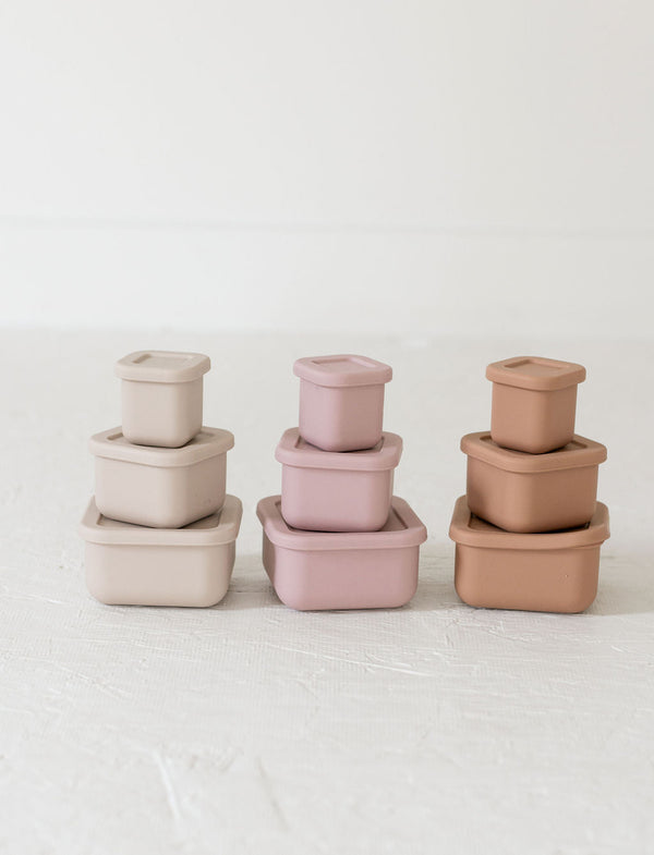 Silicone Bento Box Set of 3 for food storage and on-the-go meals, perfect for babies and toddlers.