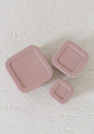 Silicone Bento box set of 3 in vibrant colors, perfect for food storage and on-the-go meals for babies.