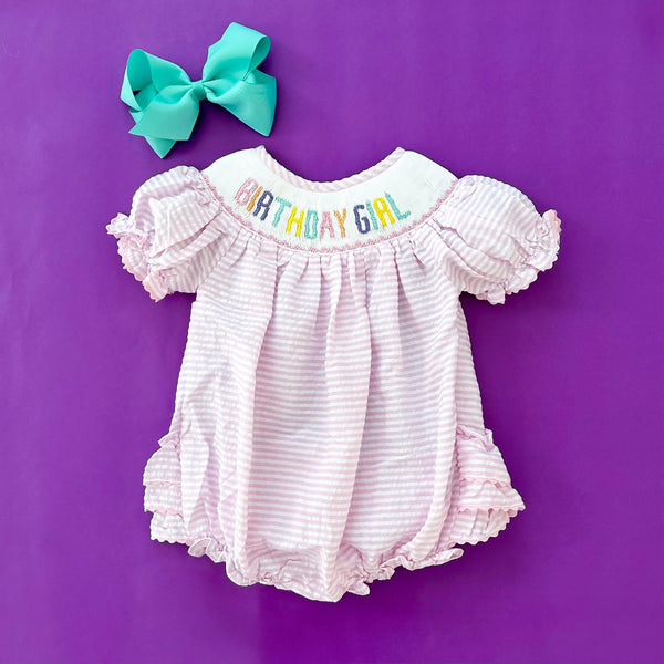 Smocked Birthday Girl Bubble