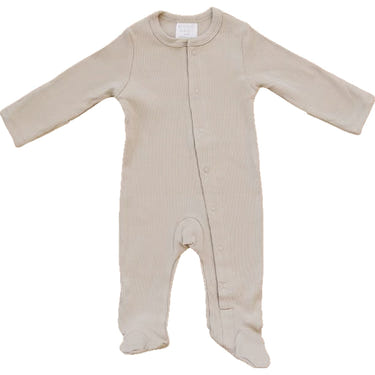 Oatmeal Organic Cotton Ribbed Snap - MOOGCO Baby