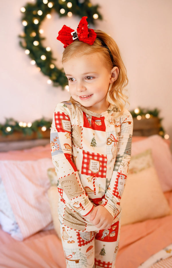 Christmas Patchwork Bamboo Christmas Pajamas - 2pc Set