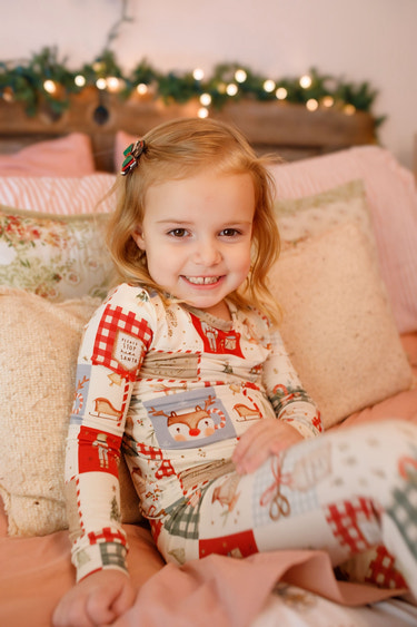 Christmas Patchwork Bamboo Christmas Pajamas - 2pc Set