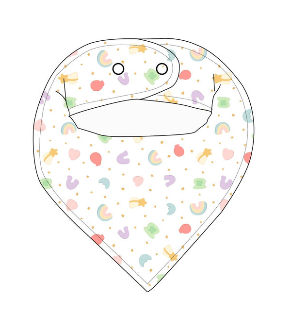 Lucky Bandana Bib for babies, stylish and absorbent, perfect for feeding and drooling.