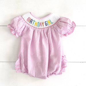 Smocked Birthday Girl Bubble