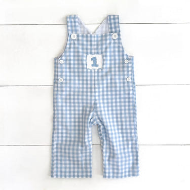 Boys Smocked First Birthday Jon Jon - Adorable overall for baby boys' first birthday celebration.
