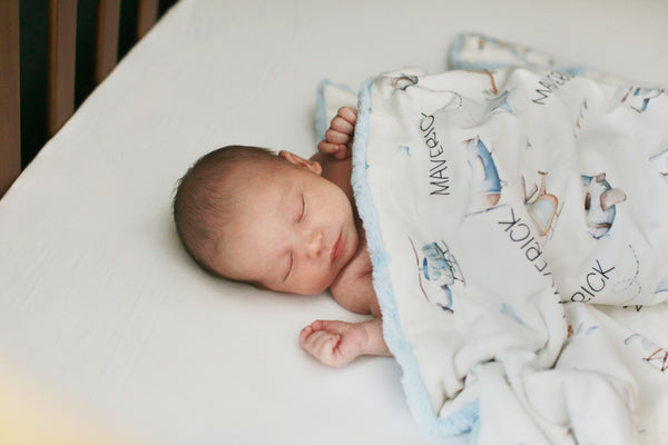 Personalized Baby Blanket – Airplanes Deluxe Minky Infant Blanket with Custom Name | Cozy, Plush Gift