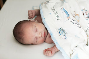 Personalized Baby Blanket – Airplanes Deluxe Minky Infant Blanket with Custom Name | Cozy, Plush Gift