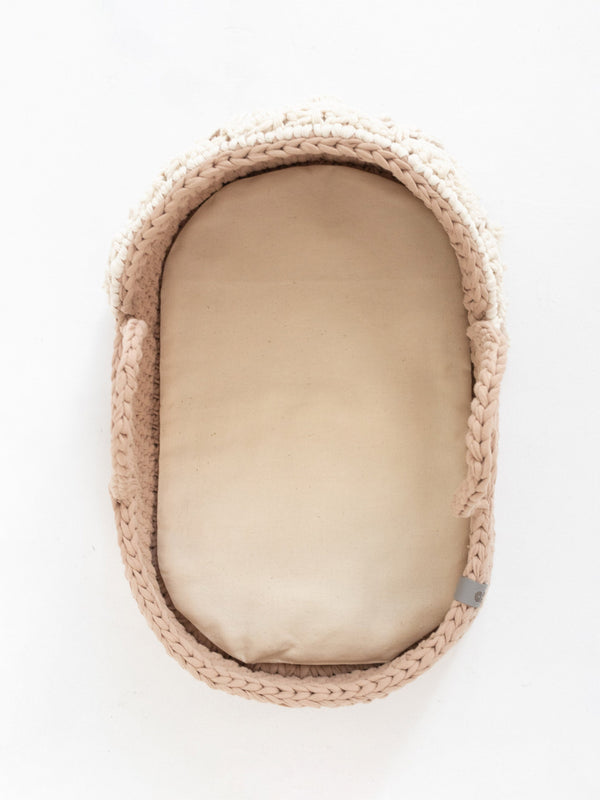 Doll Moses Basket Macrame Hood w/Rocking Stand