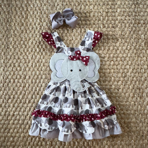 Ivory & Crimson Elephant Dress