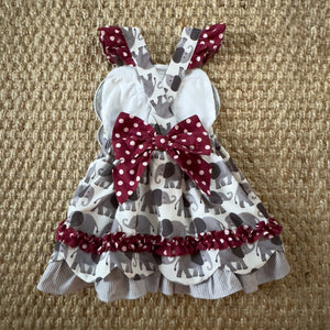 Ivory & Crimson Elephant Dress