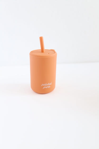 Silicone Straw Cup with Lid | Creamsicle Orange