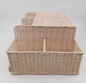 LELLobaby™ X Hampton BABY Deluxe Rattan Diaper Caddy in Angle 7, stylish and functional for baby essentials.
