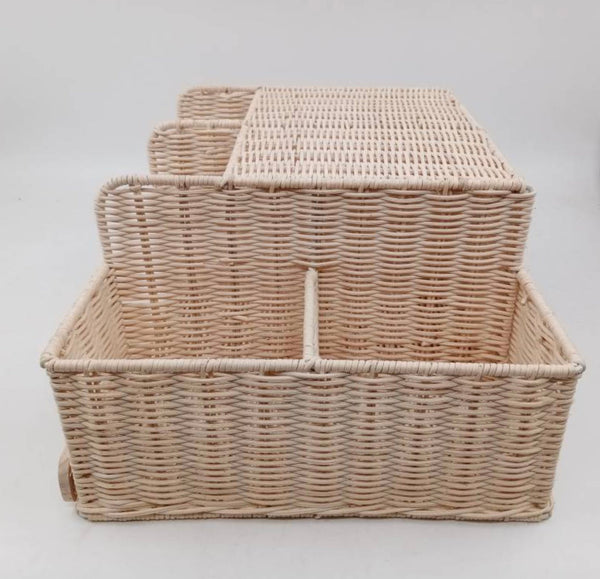 LELLobaby™ X Hampton BABY Deluxe Rattan Diaper Caddy in Angle 7, stylish and functional for baby essentials.