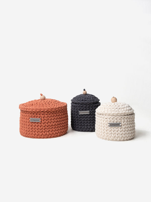 Round Storage Baskets w/ Lid Recycled | US Stock