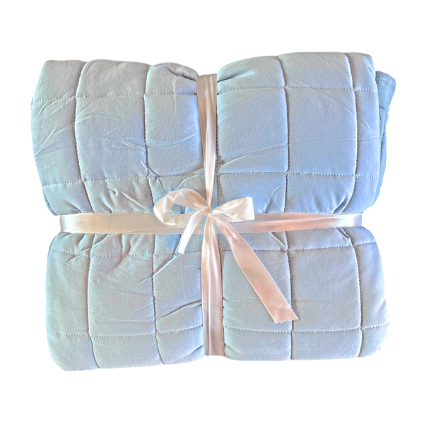 Light Blue Quilted Bamboo Blanket
