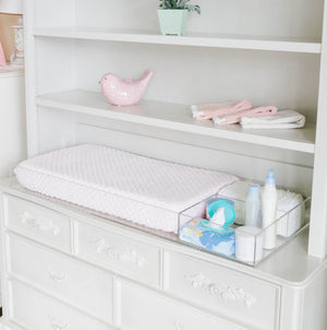 LELLOBABY™ 8mm Thick Deluxe Acrylic Diaper Changing Tray PLUS+ at Angle 11, perfect for stylish and safe diaper changes.