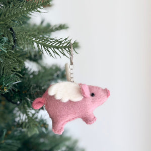Felt Keychain - Flying Pig