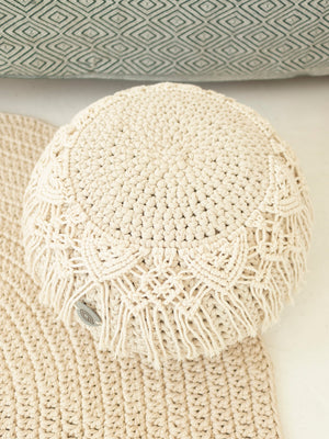 Pouf Boho with Macrame Decor