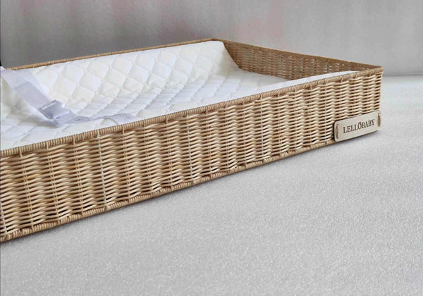 LELLobaby™ X Hampton BABY Rattan Wicker Changing Tray in angle 7 view, stylish and functional for baby care.